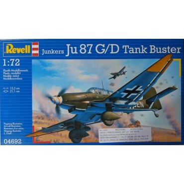 KIT PARA MONTAR REVELL AVIÃO JUNKERS JU87 G/D TANK BUSTER 1/72 62 PEÇAS REV 04692